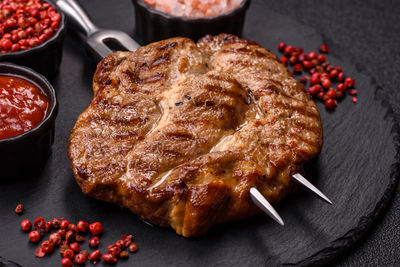 Close-up of food on table