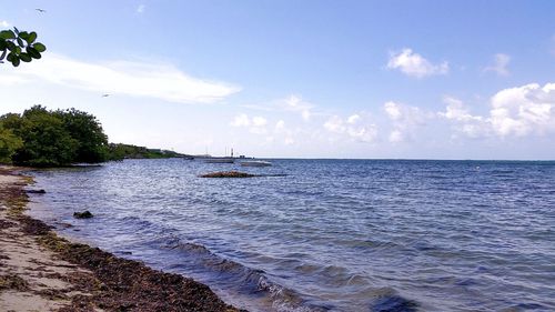 Scenic view of beach against sky