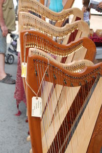 Detail shot of harps in row