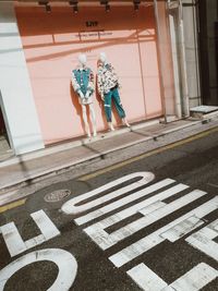 Zebra crossing on road in city