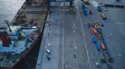 High angle view of cars on road in city