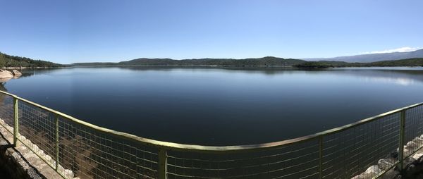 Scenic view of lake against clear sky