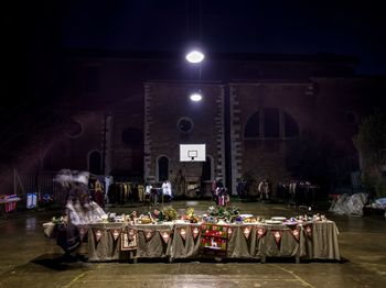 Illuminated lights on street at night