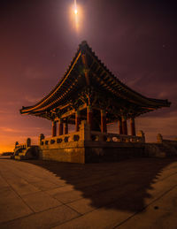 View of temple at night