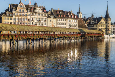 Reflection of buildings in river