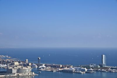 Scenic view of sea against blue sky