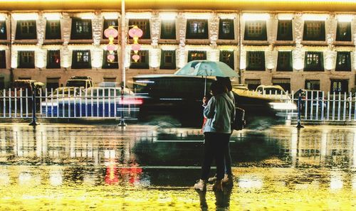 Reflection of woman on water