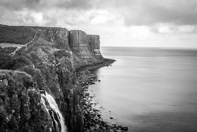 Scenic view of sea against cloudy sky