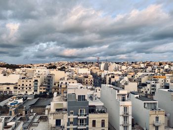 High angle view of townscape against sky