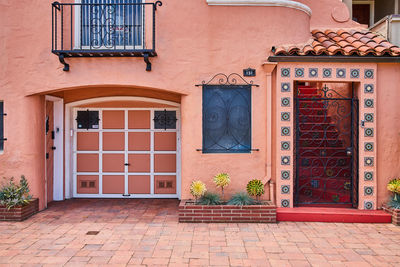 Closed door of house