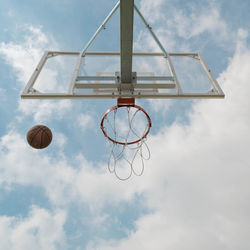 Low angle view of basketball hoop against sky