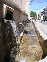 Water flowing through built structure