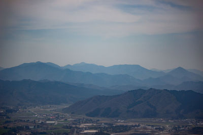 Scenic view of mountains against sky