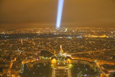 Aerial view of city at night