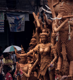 Group of people in temple outside building