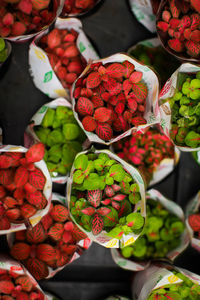 High angle view of various flowers in market