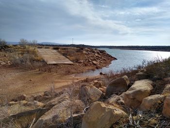 Scenic view of land against sky