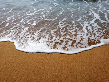 High angle view of surf on beach