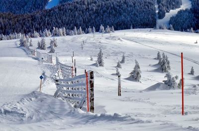 Scenic view of snow covered field