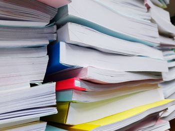 Close-up of books on table