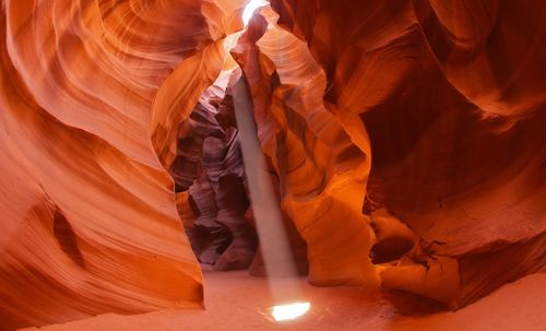 Sunlight falling in antelope canyon