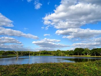 Scenic view of lake against sky