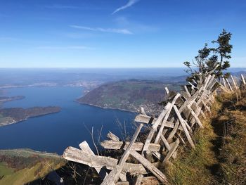 High angle view of sea against sky