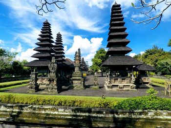 View of temple against building