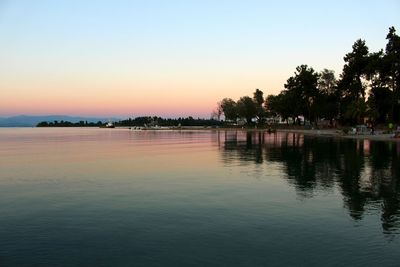 Scenic view of lake against clear sky