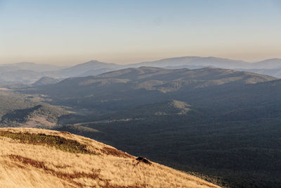 Scenic view of mountains against clear sky