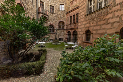 High angle view of historic building