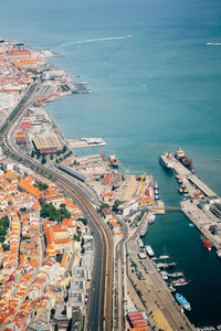 High angle view of city street