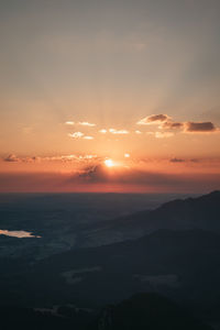 Scenic view of allgäu against sky during sunrise