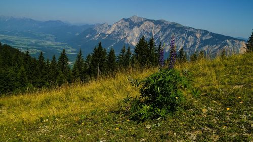 Scenic view of mountains against sky