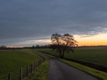 Scenic view of field against sky during sunset