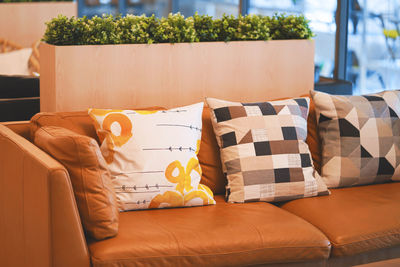 Cushions on sofa at home