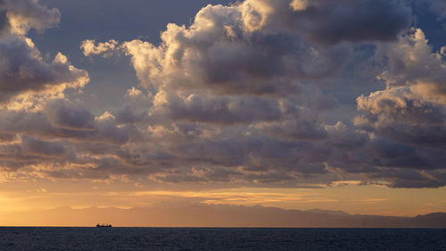 Winter sunset along the coast  of liguria