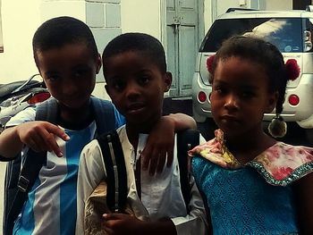 High angle view portrait of children