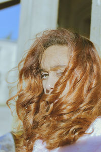 Close-up portrait of redhead woman
