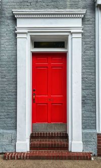 Closed door of building