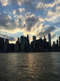 View of city at sunset