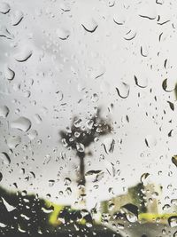 Full frame shot of raindrops on glass window