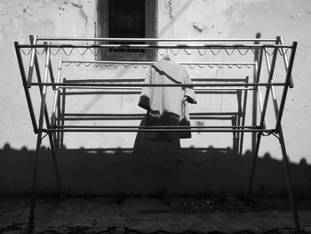 Low section of man standing on slide