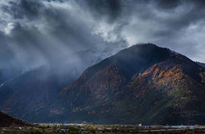 Scenic view of mountains against sky