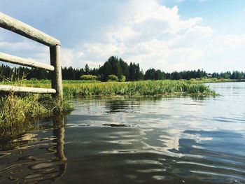 Scenic view of lake against sky