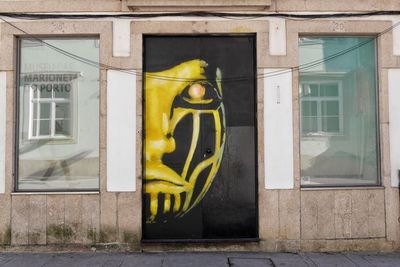 Yellow painting on building