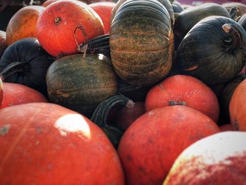 Full frame shot of pumpkins for sale in market