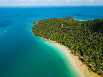 Scenic view of bay against clear sky