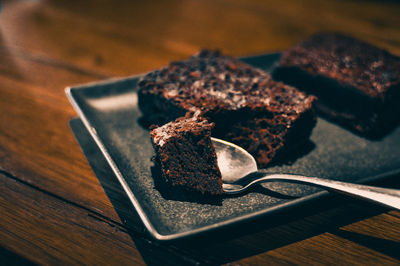 Close-up of dessert in plate on table