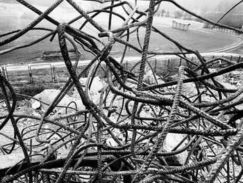 High angle view of bicycle during winter